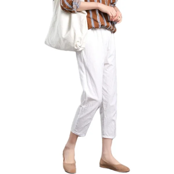 Free Size Random Women Cotton Linen Harem Trousers Summer Thin Loose Casual Plain Color