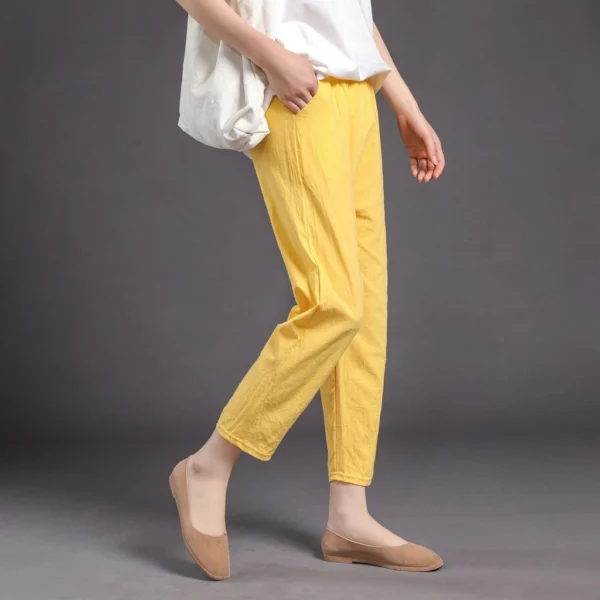 Free Size Random Women Cotton Linen Harem Trousers Summer Thin Loose Casual Plain Color