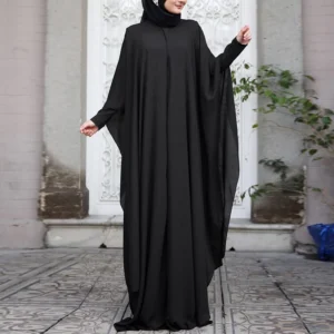 Free Size Random Women Solid Two Piece Bat Sleeve Vintage Muslim Maxi Dress