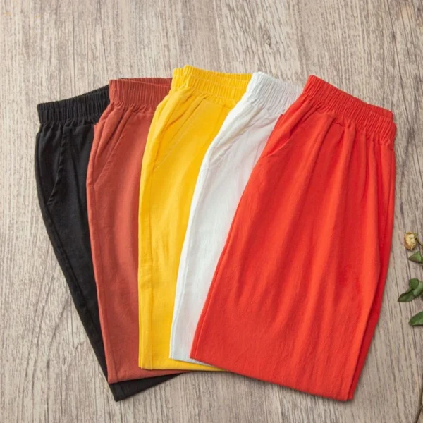 Free Size Random Women Cotton Linen Harem Trousers Summer Thin Loose Casual Plain Color