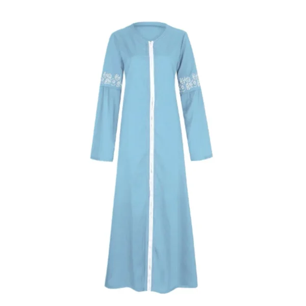 Free Size Random Muslimah Long Dress Women Floral Dress Elegant Printed Maxi Dress Long Sleeve Dress