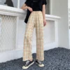 Free Size Random Wide leg plaid long pants women casual pants