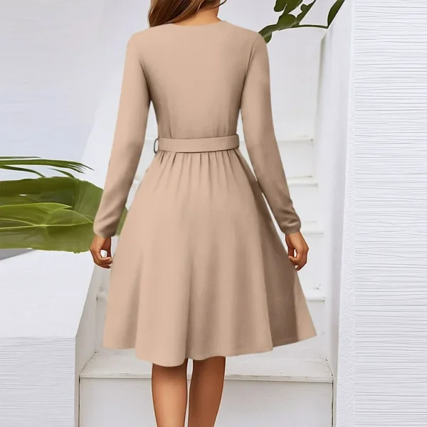 Free Size Random Elegant Dress Lace Up Spring summer Khaki Dress for Women