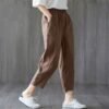 Free Size Random Women Cotton Linen Harem Trousers Summer Thin Loose Casual Plain Color