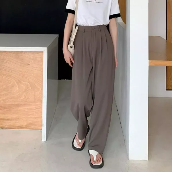 Korean Style Women Suit Pants High Waist Women Plus Size Pants Straight Trousers Plain Wide Leg Pants Ootd