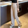 Korean Style Women Suit Pants High Waist Women Plus Size Pants Straight Trousers Plain Wide Leg Pants Ootd