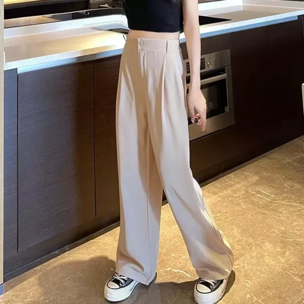 Korean Style Women Suit Pants High Waist Women Plus Size Pants Straight Trousers Plain Wide Leg Pants Ootd