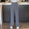 Korean Style Women Suit Pants High Waist Women Plus Size Pants Straight Trousers Plain Wide Leg Pants Ootd