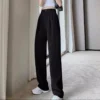 Korean Style Women Suit Pants High Waist Women Plus Size Pants Straight Trousers Plain Wide Leg Pants Ootd