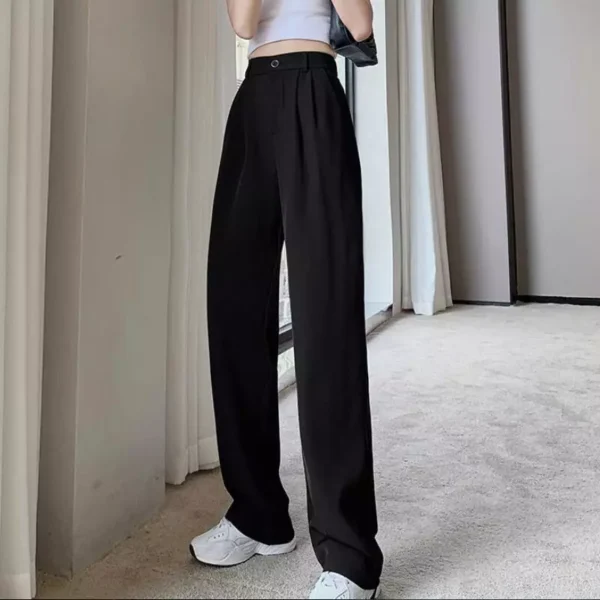 Korean Style Women Suit Pants High Waist Women Plus Size Pants Straight Trousers Plain Wide Leg Pants Ootd