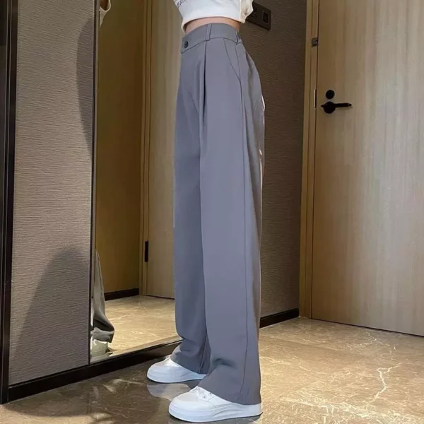 Korean Style Women Suit Pants High Waist Women Plus Size Pants Straight Trousers Plain Wide Leg Pants Ootd