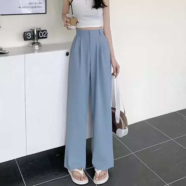 Korean Style Women Suit Pants High Waist Women Plus Size Pants Straight Trousers Plain Wide Leg Pants Ootd