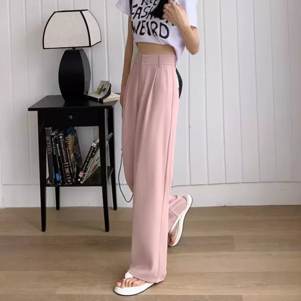 Korean Style Women Suit Pants High Waist Women Plus Size Pants Straight Trousers Plain Wide Leg Pants Ootd