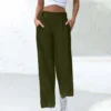 Free Size Random Women Loose Solid Color Elastic Waist Side Pockets Long Pants