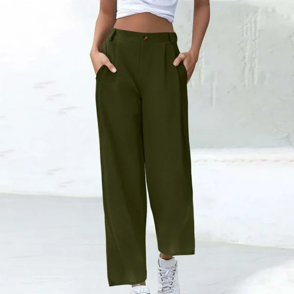Free Size Random Women Loose Solid Color Elastic Waist Side Pockets Long Pants