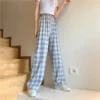 Free Size Random Wide leg plaid long pants women casual pants