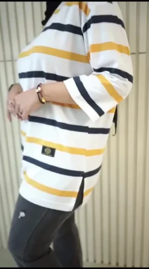 Women s Free Size Random T Shirt Premium Cotton Stripes