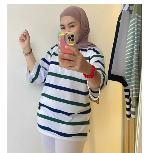 Women s Free Size Random T Shirt Premium Cotton Stripes