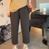 High Waist Slimmer Look Casual Solid Color Street Carrot Pants All Match Cigarette Harem Pants Women 100kg