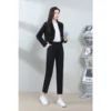 Free Size Random Women s Highwaist OL Long Pants Office Wear Suit Fabric Front Button Zip Back Stretchable
