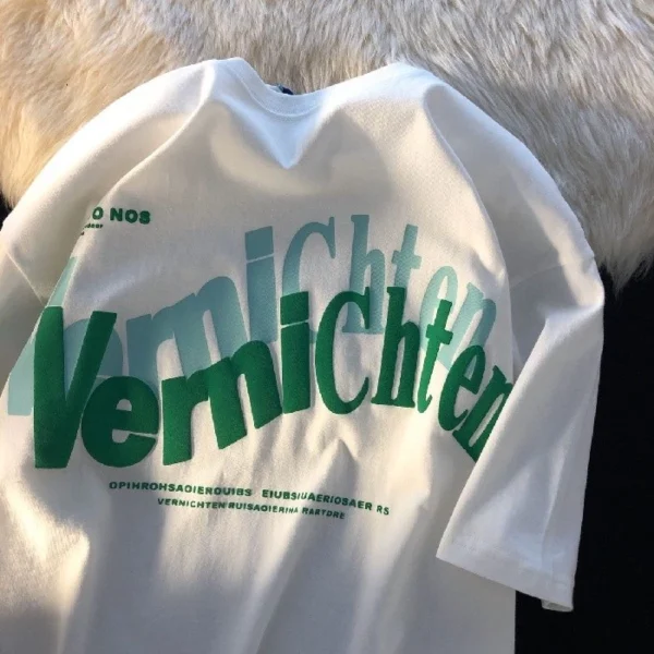 Free Size Random 100 COTTON Korean version Loose Letter Print Couple T Shirt Oversize T shirts Trendy Tees