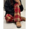 Free Size Random Wide leg plaid long pants women casual pants