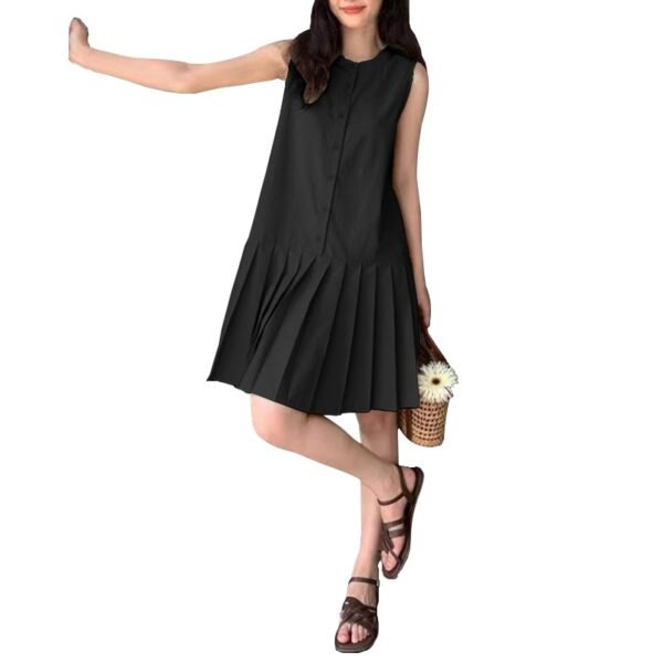 Free Size Random Women Korean Casual Sleeveless Round Neck Loose Placket Ruffles