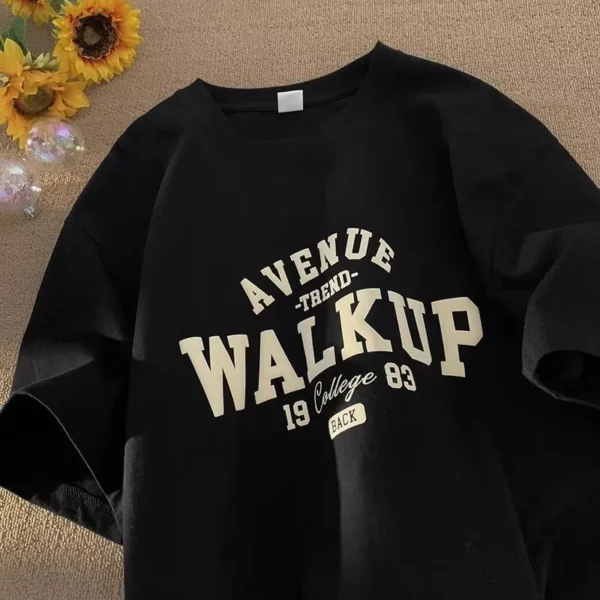 Free Size Random 100 COTTON Korean version Loose Letter Print Couple T Shirt Oversize T shirts Trendy Tees