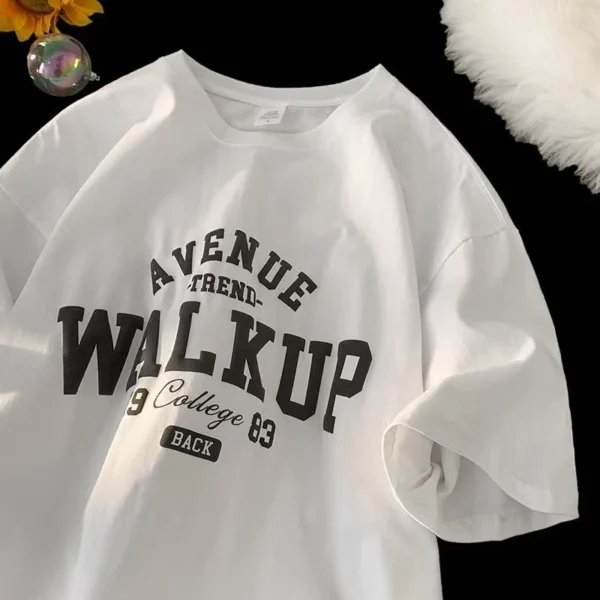 Free Size Random 100 COTTON Korean version Loose Letter Print Couple T Shirt Oversize T shirts Trendy Tees