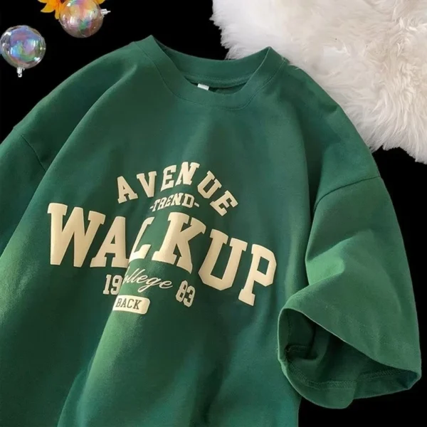 Free Size Random 100 COTTON Korean version Loose Letter Print Couple T Shirt Oversize T shirts Trendy Tees