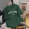 Free Size Random 100 COTTON Korean version Loose Letter Print Couple T Shirt Oversize T shirts Trendy Tees