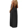 Free Size Random Women s Spaghetti Strap Backless Loose fitting Resort Style Long Dress