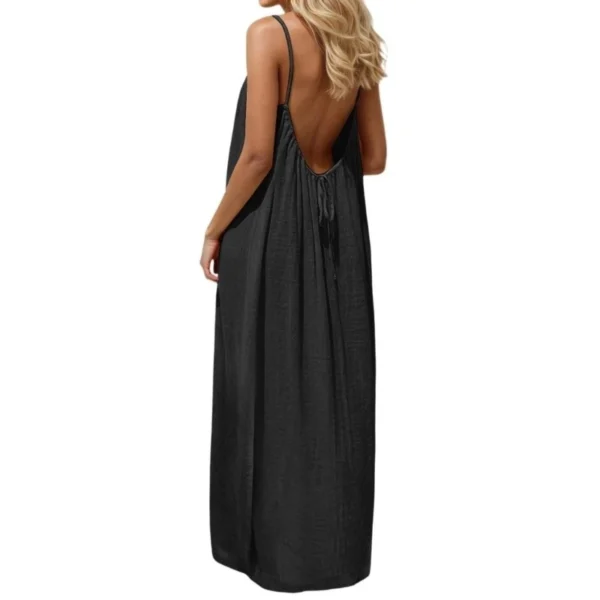 Free Size Random Women s Spaghetti Strap Backless Loose fitting Resort Style Long Dress