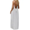 Free Size Random Women s Spaghetti Strap Backless Loose fitting Resort Style Long Dress