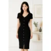 sg-11134201-821eh-mh9blbd0m3nz0d.webp Fashion Female Women s Mini Bodycon V Neck Short Sleeve Mushroom Button Knit Dress