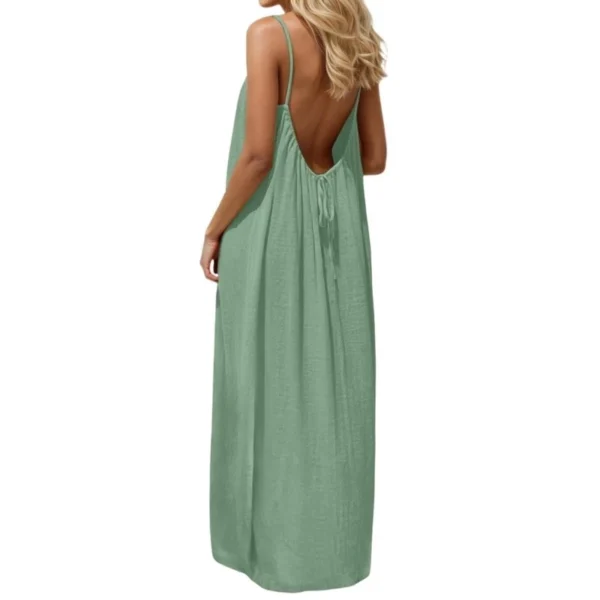 Free Size Random Women s Spaghetti Strap Backless Loose fitting Resort Style Long Dress