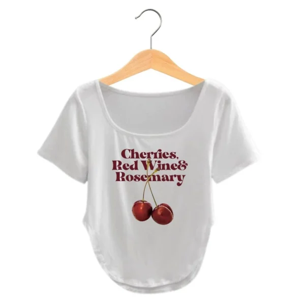 Women's T-Shirt U-Neck Plus Size Clothes Fashion Crop Top Cherry Print Shirt Free Size